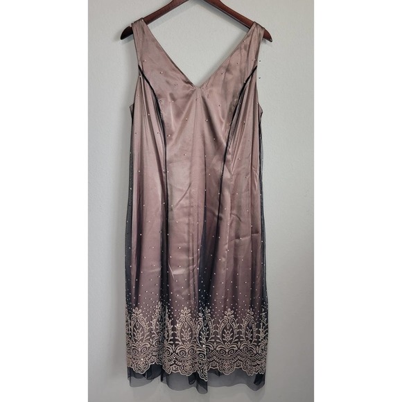 Adrianna Papell Dresses & Skirts - NOT FOR SALE Adrianna Papell Gold with Black Sheer Overlay Fit & Flare Dress